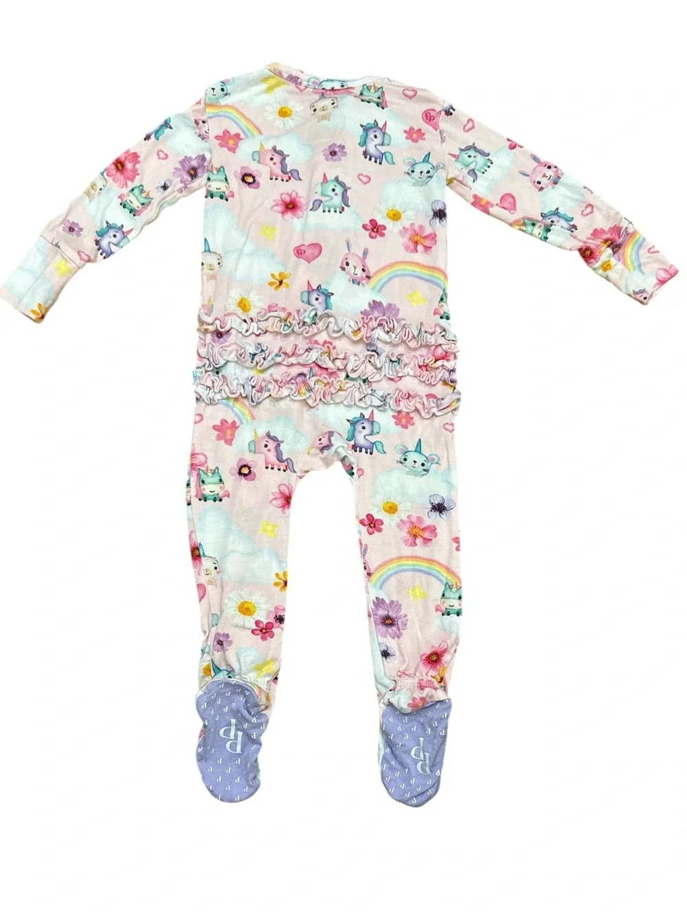 Posh Peanut x Fisher Price Bamboo Unicorn Footed Zippy Girls Size 6-9 Months
